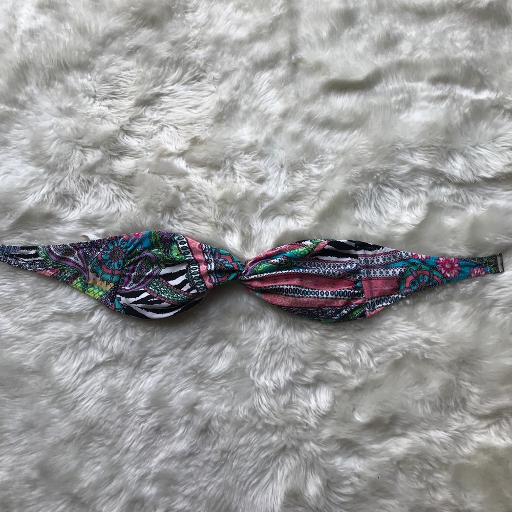 Bright Patterned Strapless Bikini Top